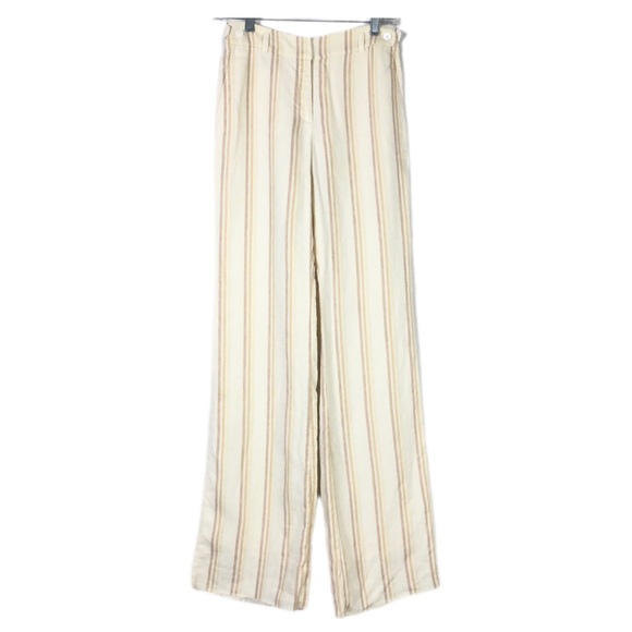 Faconnable Pants - Faconnable 100% Linen Trouser Pinstripe Pants